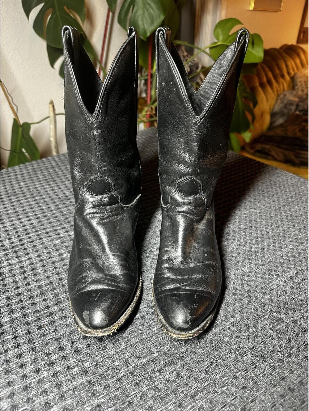 Black Leather Cowboy Boots